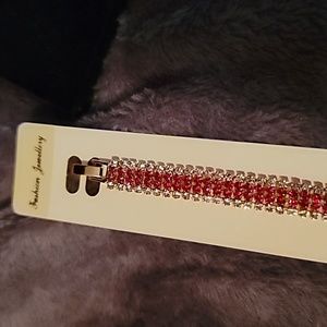 Brand New Never Worn Red 7 inch Stoned Fashion bracelet